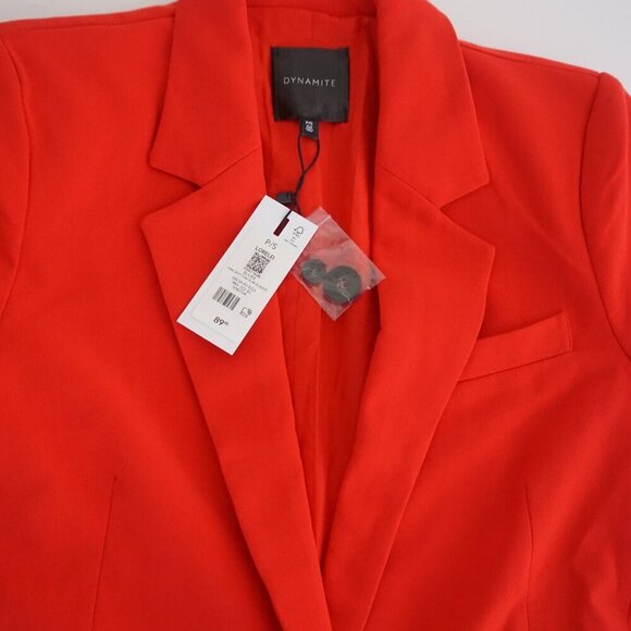 Dynamite Lorelei Salsa Red One Button Slim Blazer P/S NWT - Picture 10 of 11